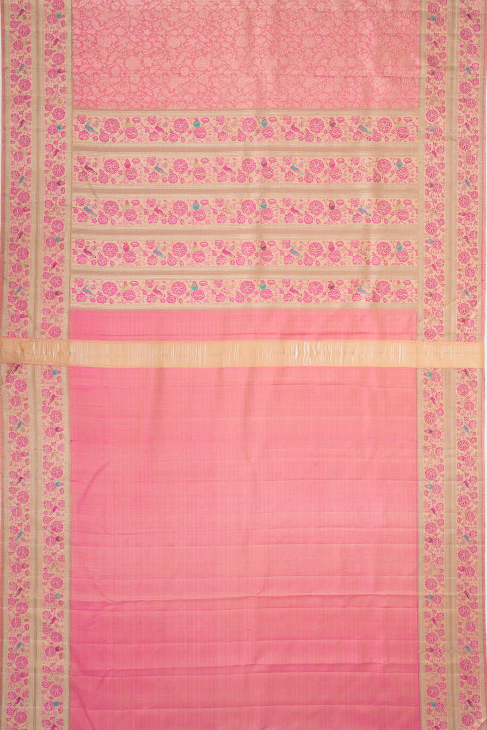Kanchipuram Silk Tissue Brocade Pink Saree