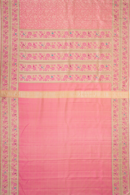 Kanchipuram Silk Tissue Brocade Pink Saree