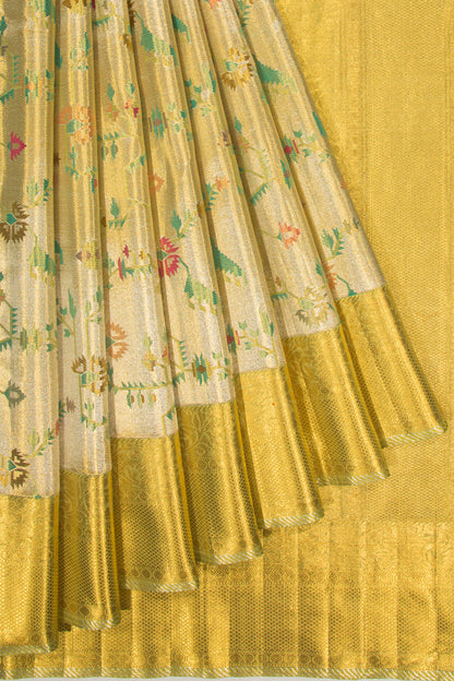 Kanchipuram Silk Tissue Jaal Gold Sare