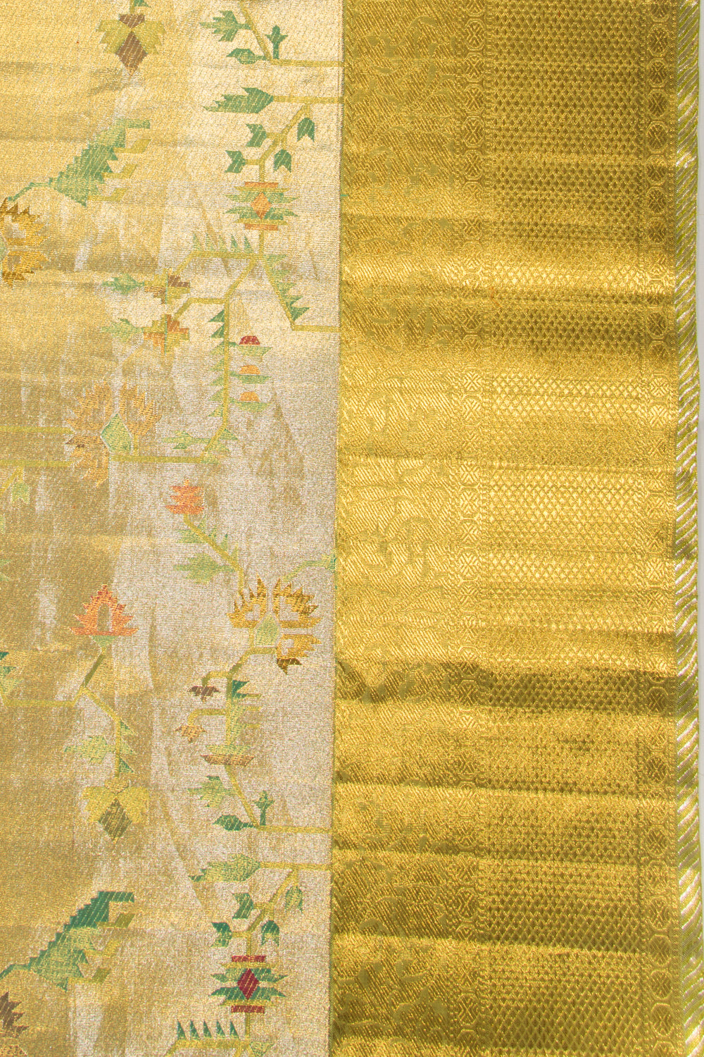 Kanchipuram Silk Tissue Jaal Gold Saree