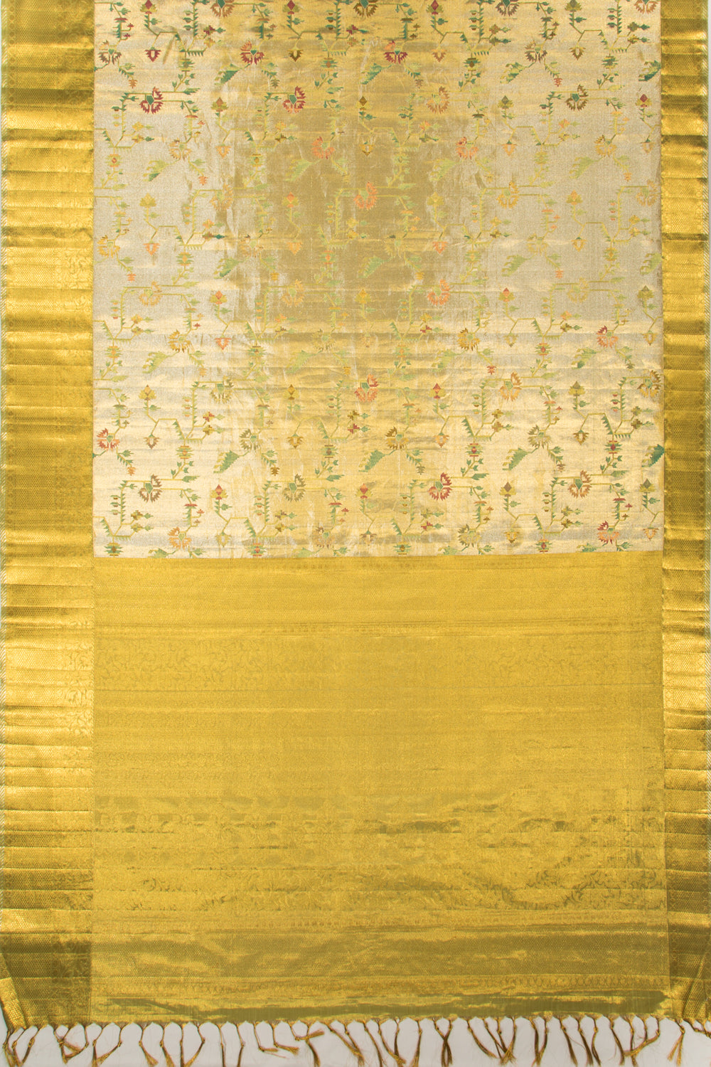 Kanchipuram Silk Tissue Jaal Gold Sare