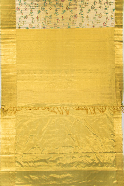 Kanchipuram Silk Tissue Jaal Gold Saree