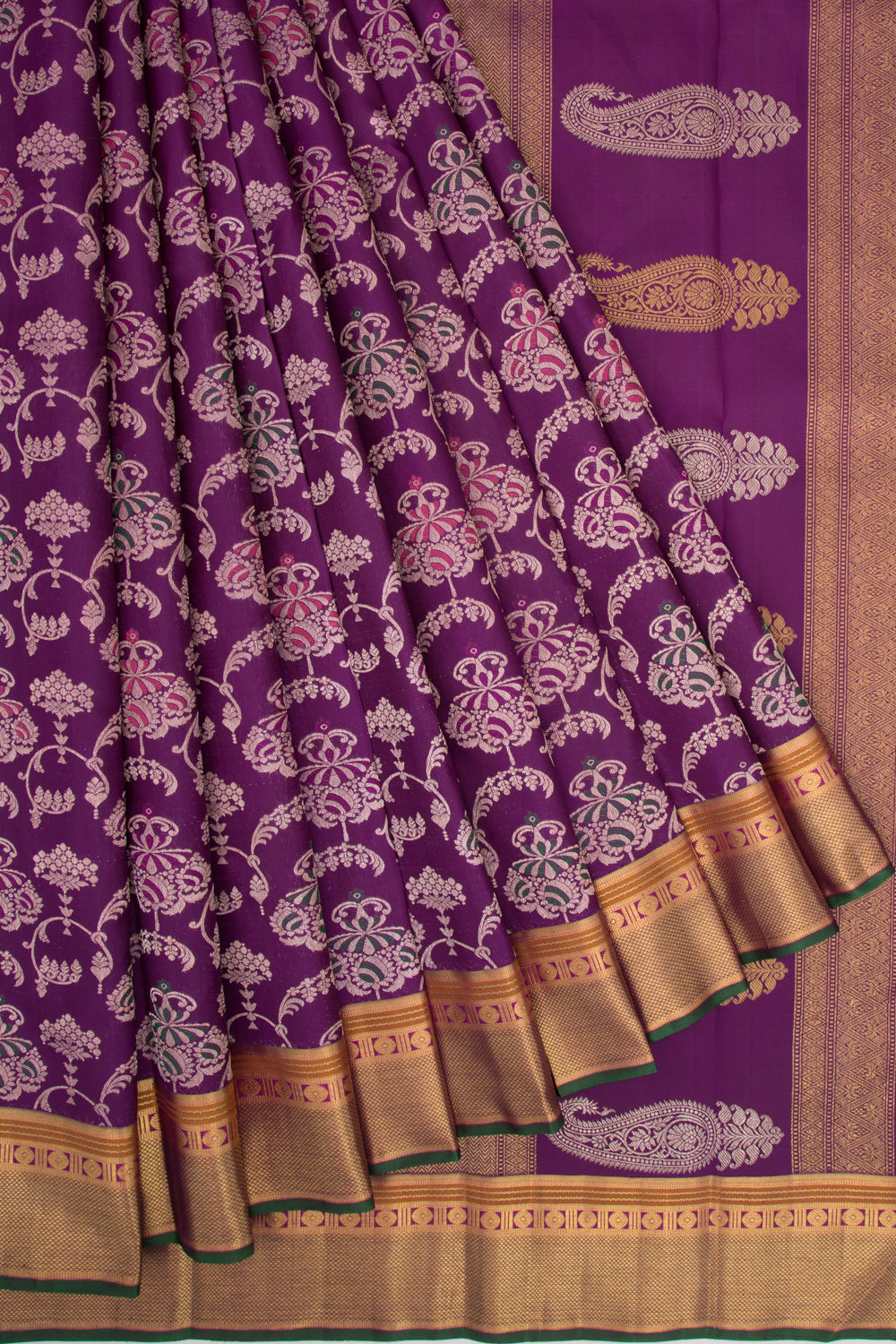 Kanchipuram Silk Jaal Purple Saree