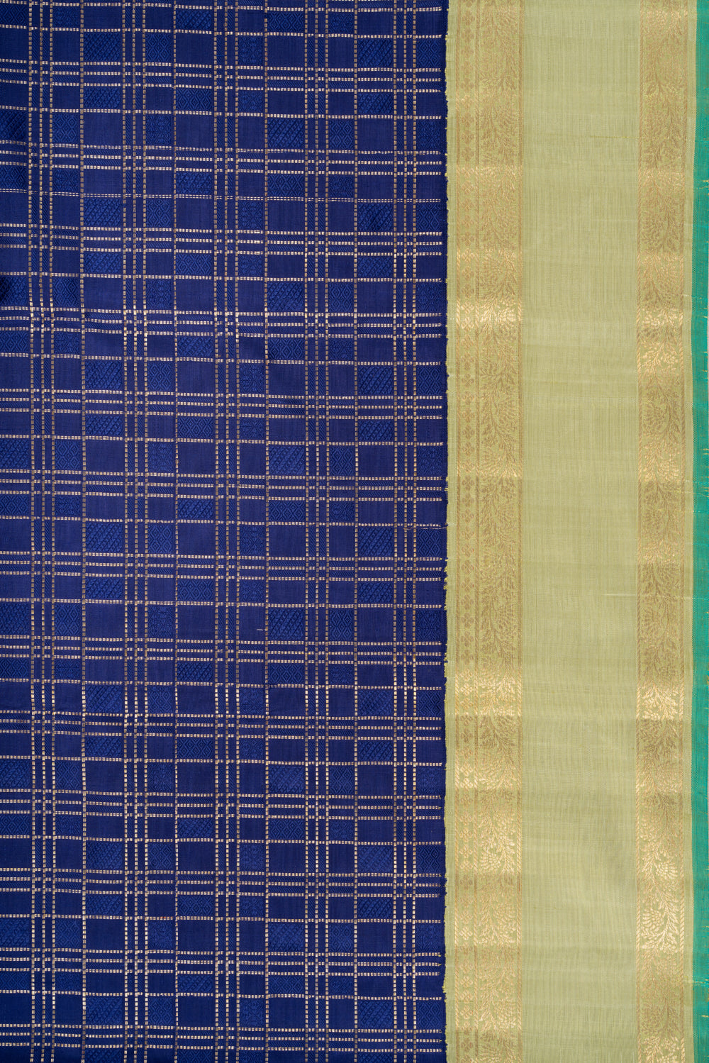 Kanchipuram Silk Checks Dark Blue Saree