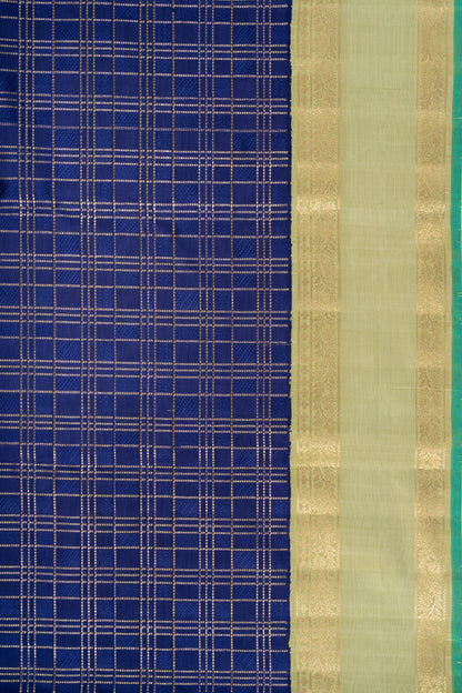Kanchipuram Silk Checks Dark Blue Saree