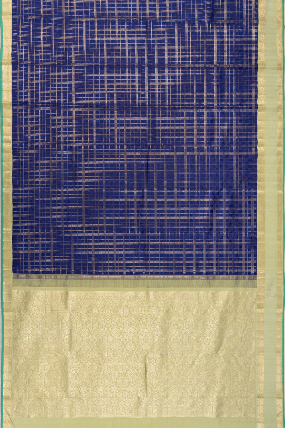 Kanchipuram Silk Checks Dark Blue Saree