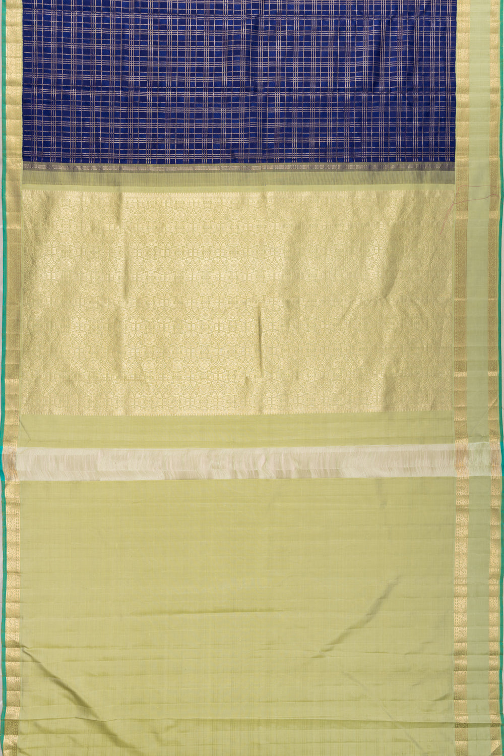 Kanchipuram Silk Checks Dark Blue Saree