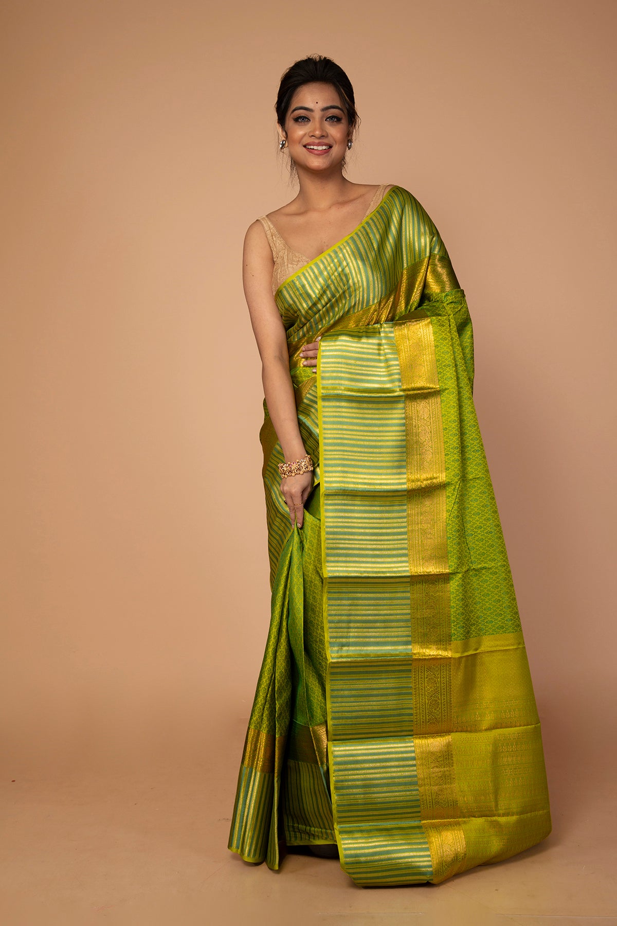 Kanchipuram Silk Jacquard Green Saree