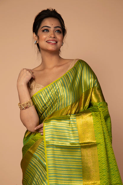 Kanchipuram Silk Jacquard Green Saree