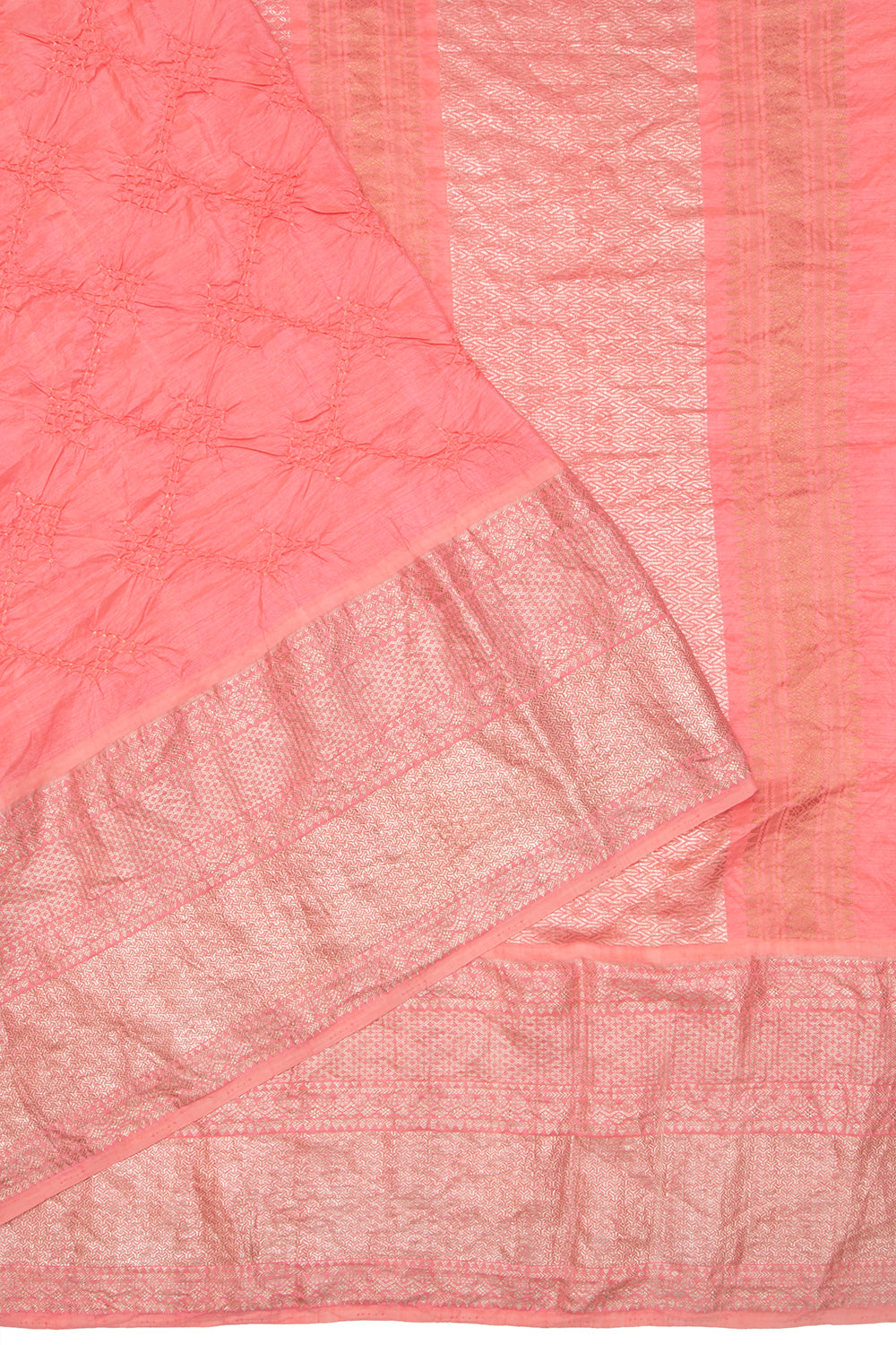 Kanchipuram Silk Bandhani Peach Saree