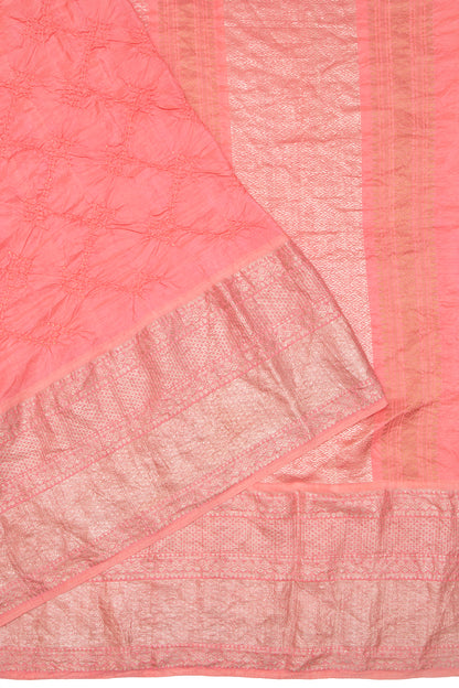 Kanchipuram Silk Bandhani Peach Saree