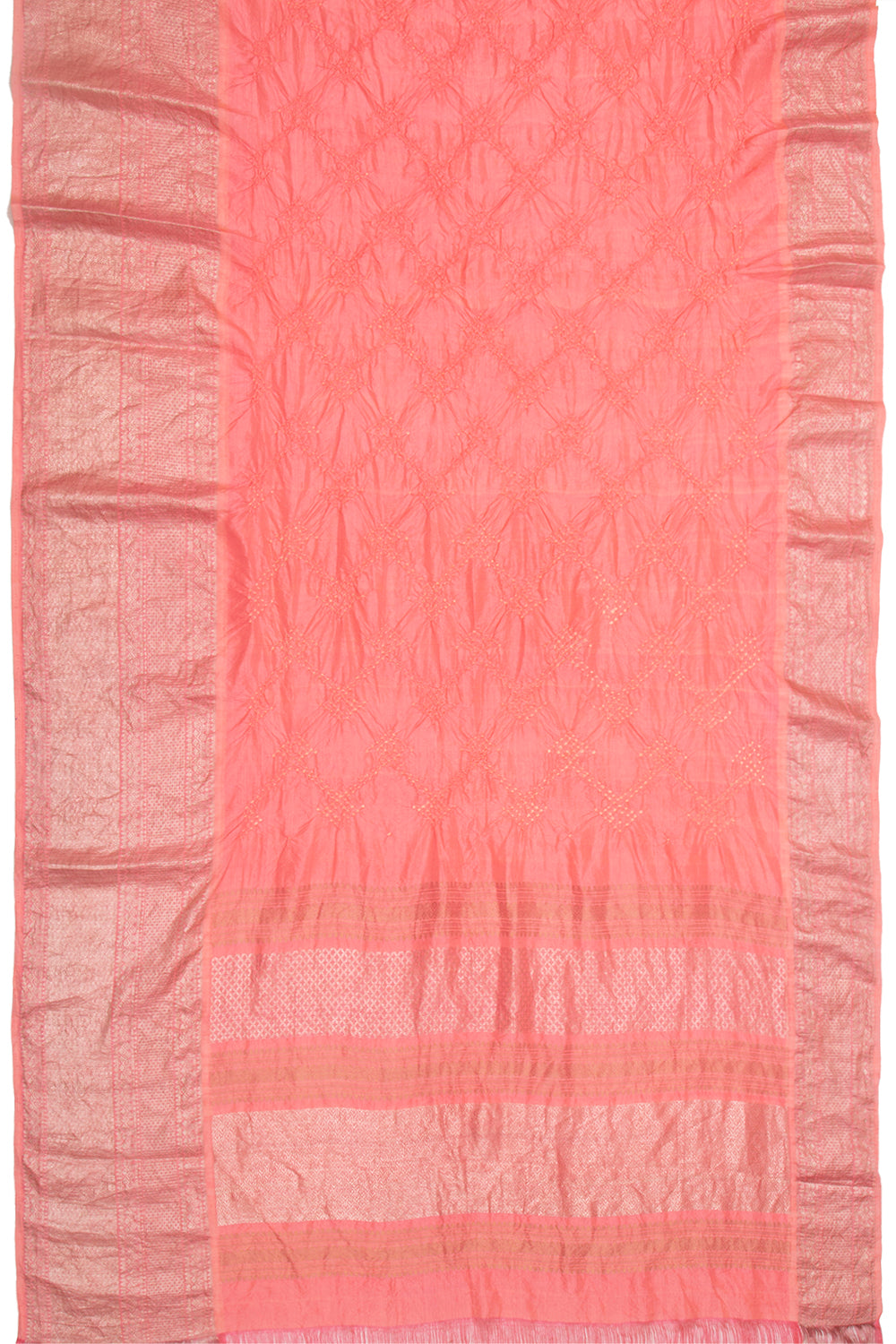 Kanchipuram Silk Bandhani Peach Saree