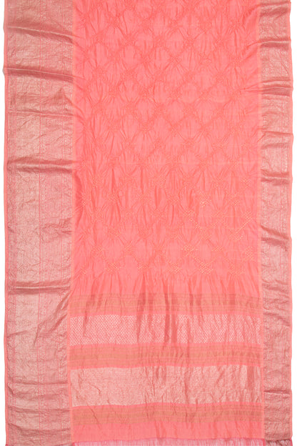 Kanchipuram Silk Bandhani Peach Saree