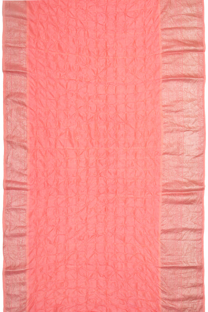 Kanchipuram Silk Bandhani Peach Saree