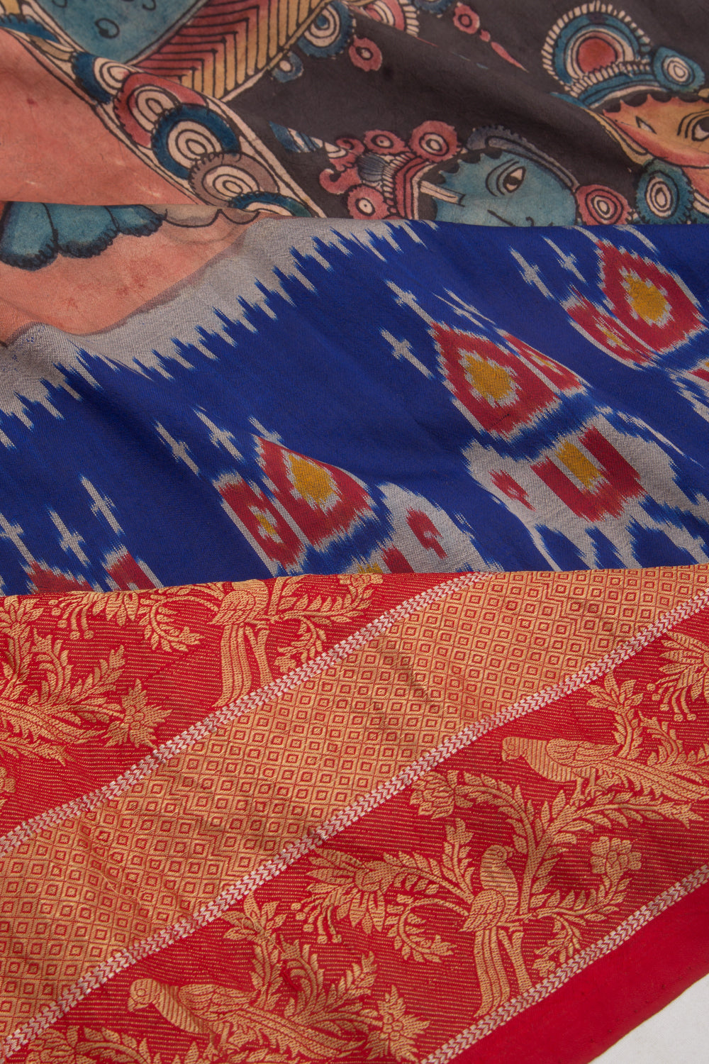 Kanchipuram Silk Kalamkari Peach Saree
