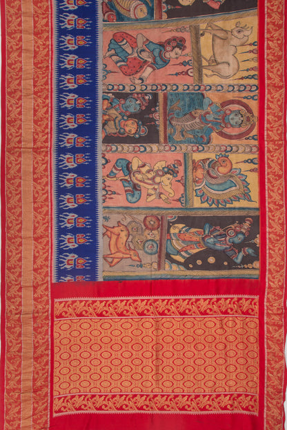Kanchipuram Silk Kalamkari Peach Saree