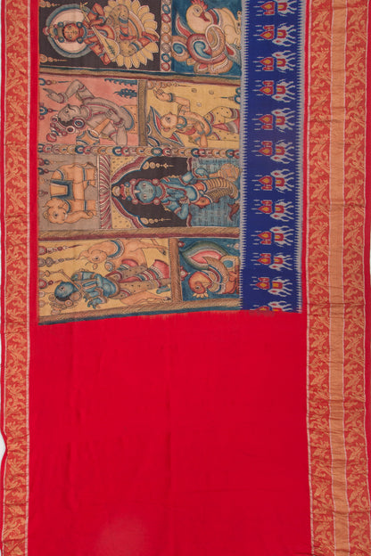 Kanchipuram Silk Kalamkari Peach Saree