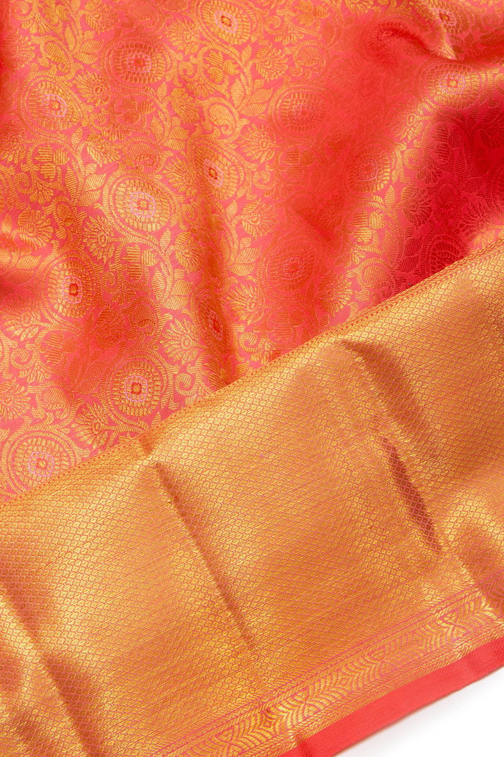 Kanchipuram Silk Jaal Peach Saree