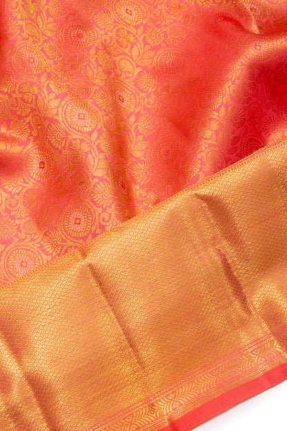 Kanchipuram Silk Jaal Peach Saree