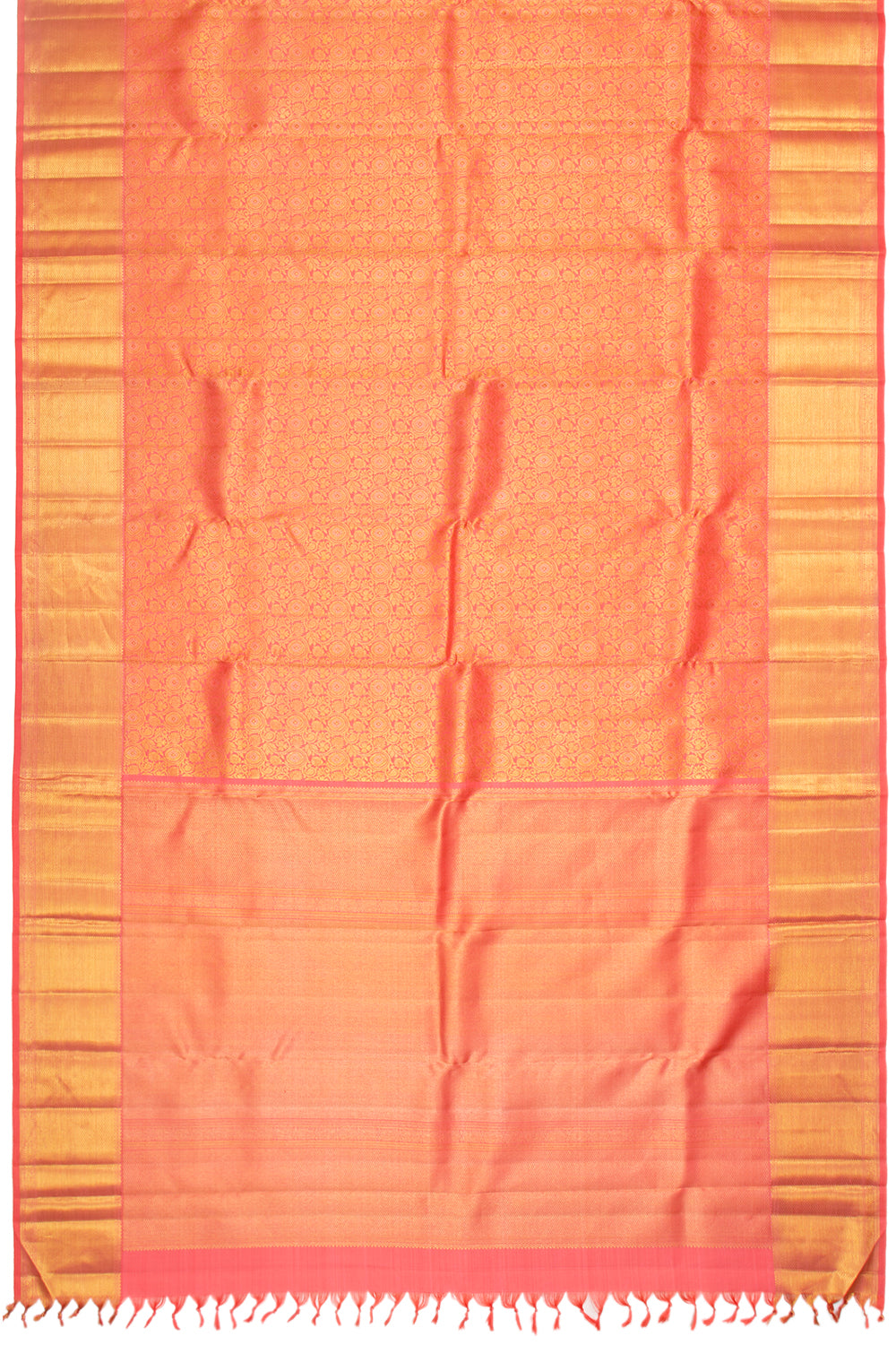 Kanchipuram Silk Jaal Peach Saree