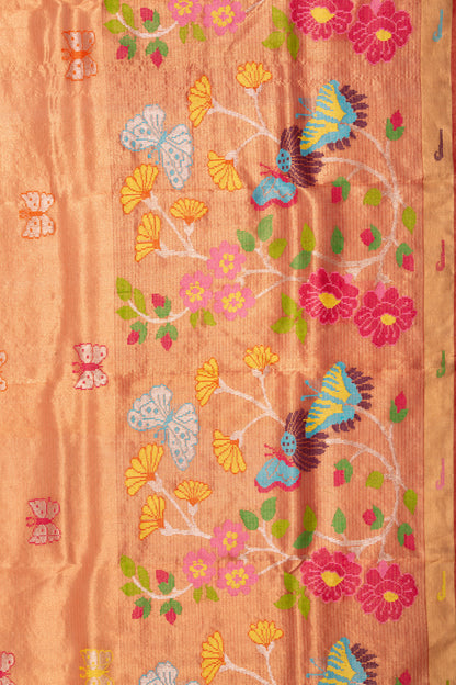 Kota Silk Tissue Butta Brick Red Saree