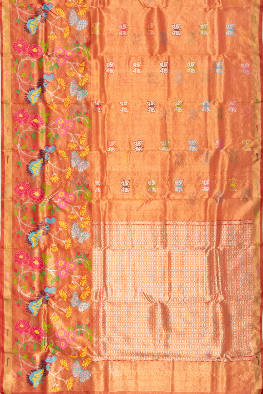 Kota Silk Tissue Butta Brick Red Saree