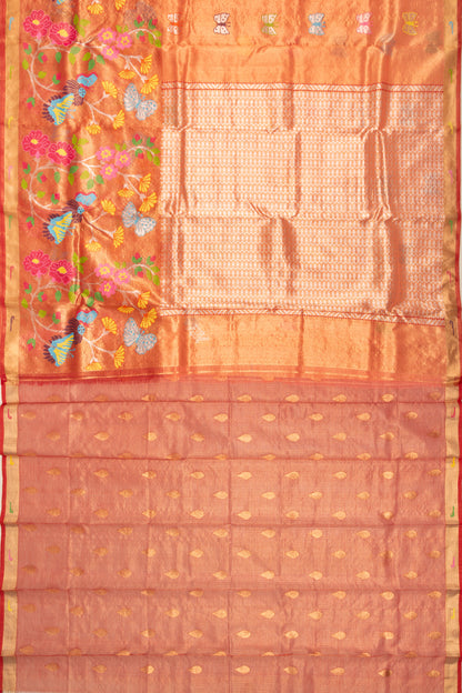 Kota Silk Tissue Butta Brick Red Saree