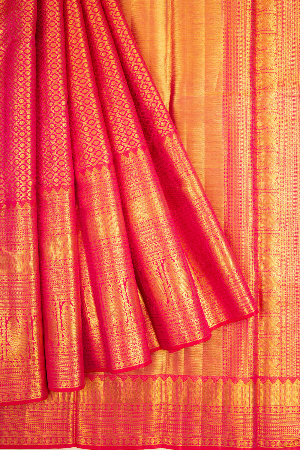 Kanchipuram Silk Tissue Brocade Pink Saree