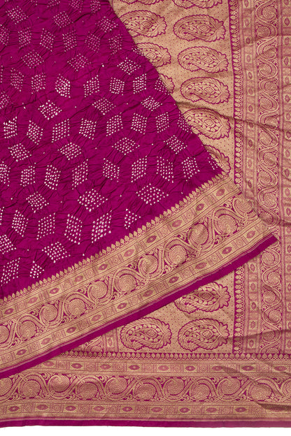 Banarasi Silk Bandhani Purple Saree