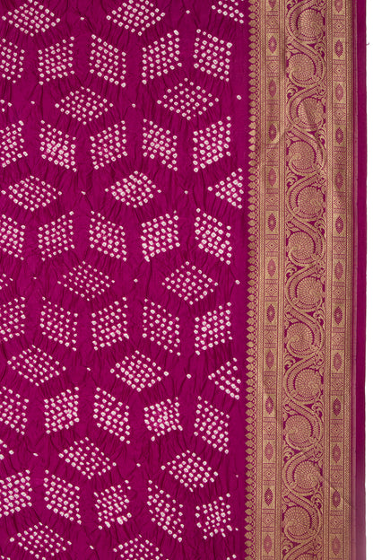 Banarasi Silk Bandhani Purple Saree
