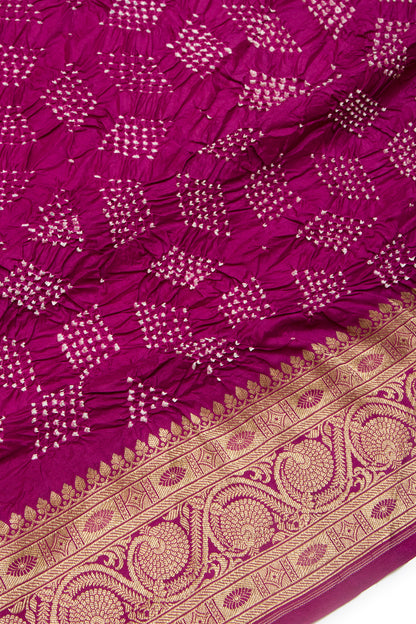 Banarasi Silk Bandhani Purple Saree