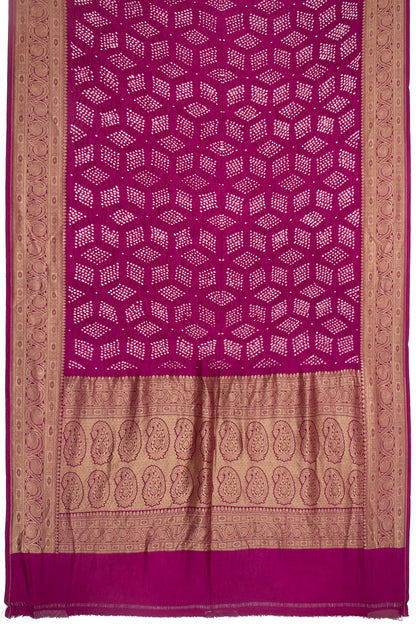 Banarasi Silk Bandhani Purple Saree
