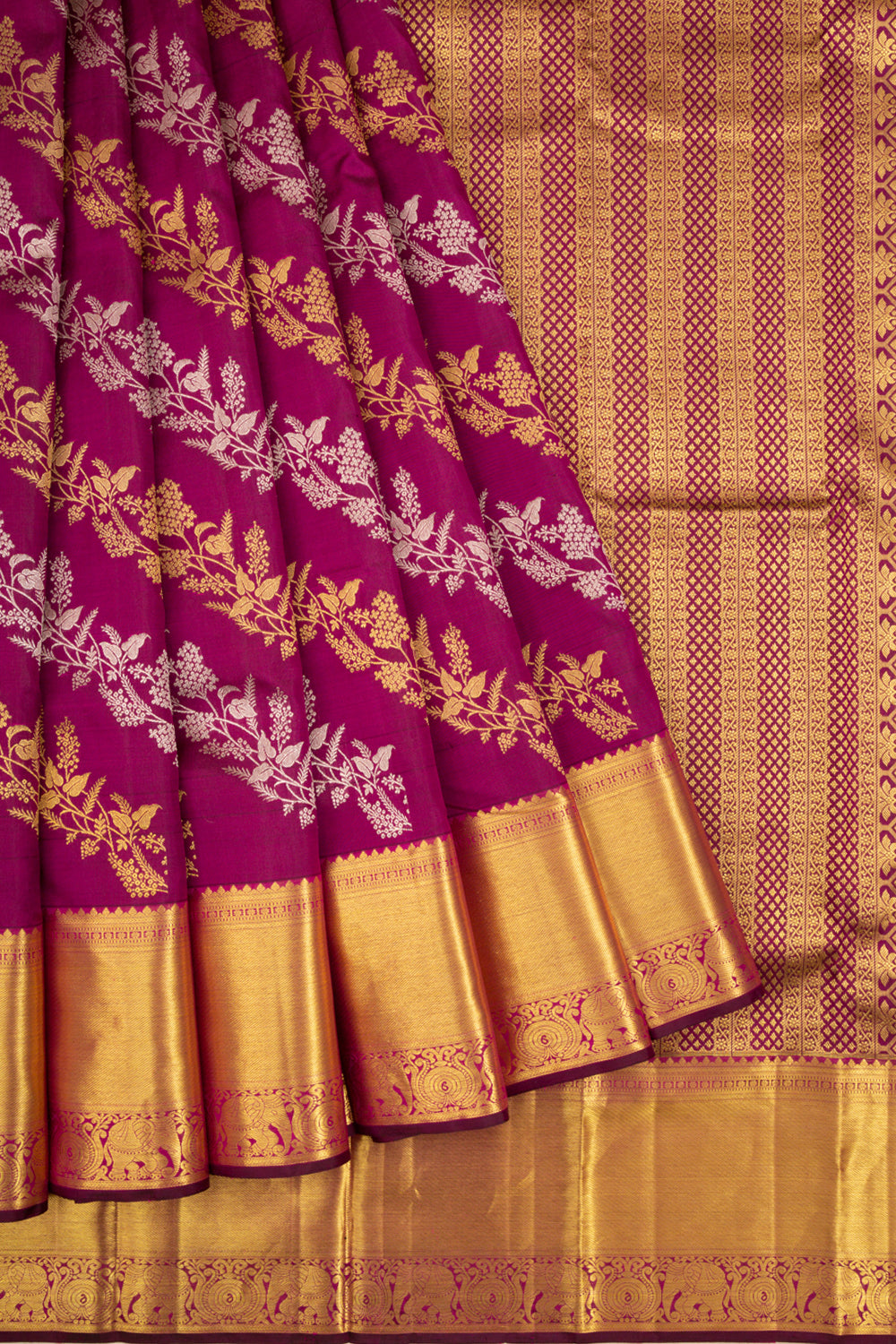Kanchipuram Silk Jaal Purple Saree