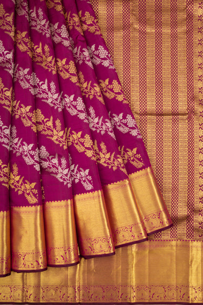 Kanchipuram Silk Jaal Purple Saree