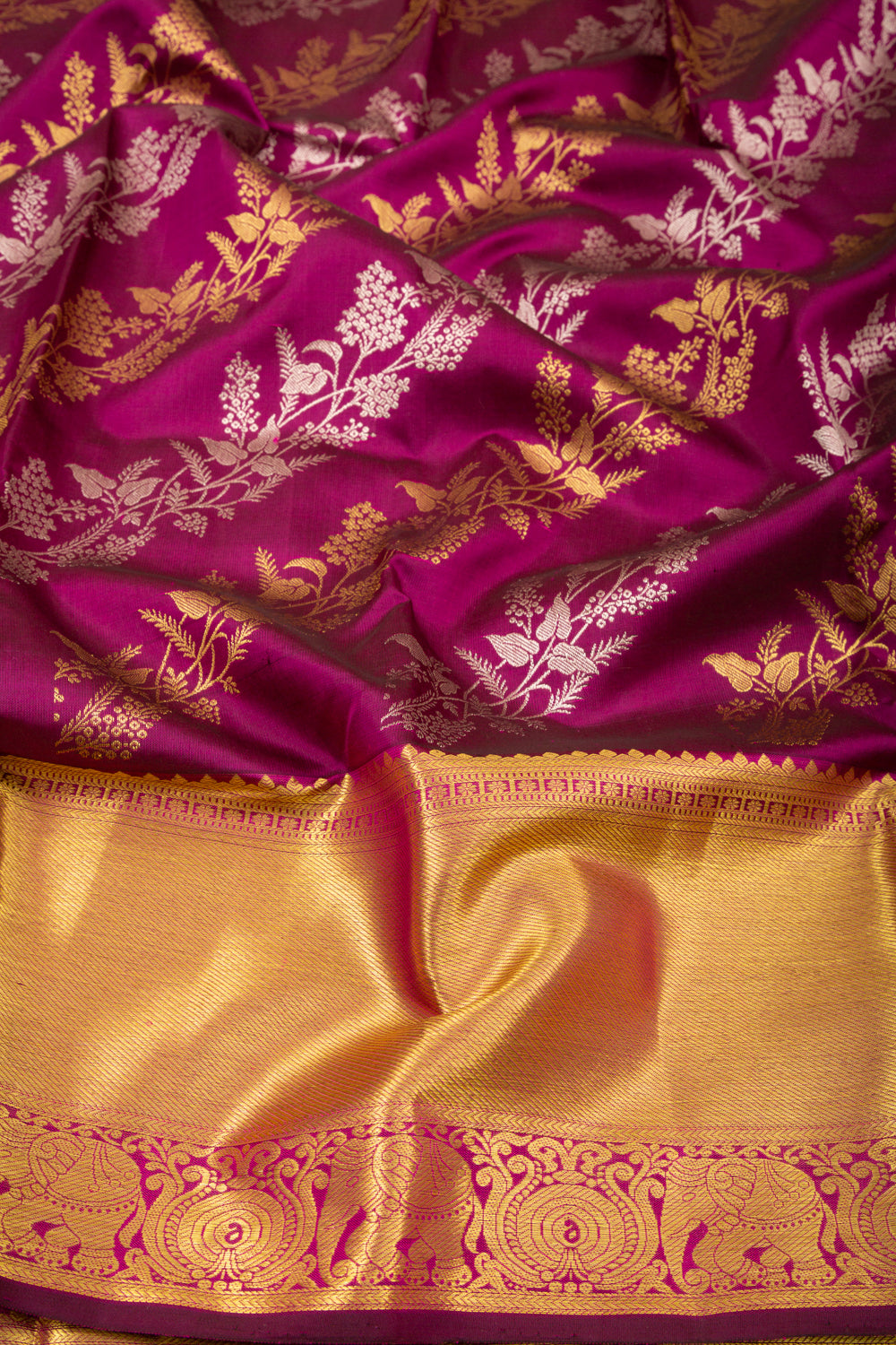 Kanchipuram Silk Jaal Purple Saree