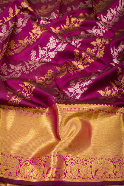 Kanchipuram Silk Jaal Purple Saree