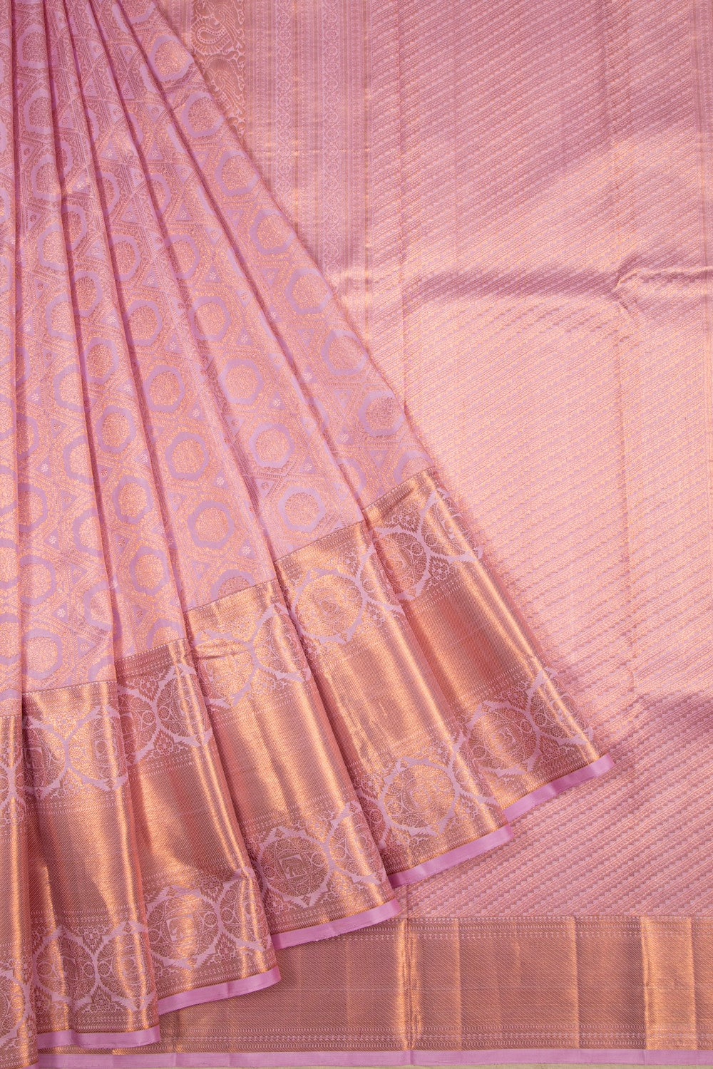 Kanchipuram Silk Brocade Pastel Pink Saree