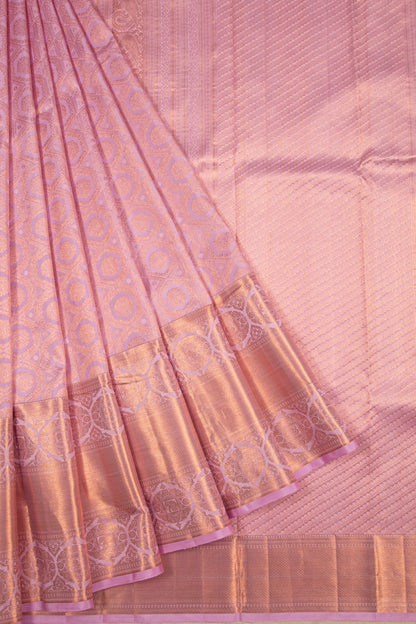 Kanchipuram Silk Brocade Pastel Pink Saree
