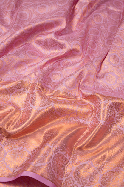Kanchipuram Silk Brocade Pastel Pink Saree