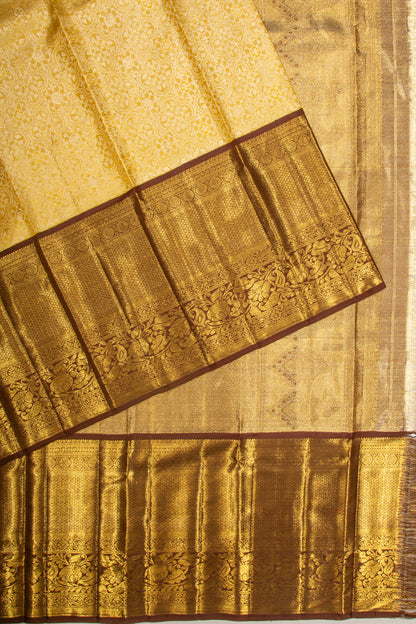 Kanchipuram Silk Tissue Brocade Gold Saree