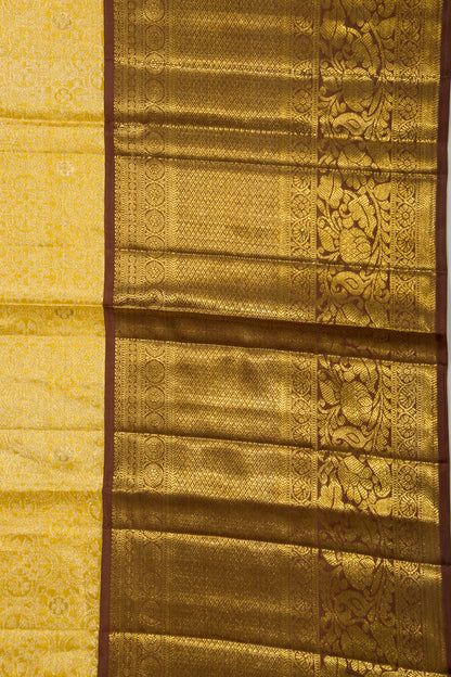 Kanchipuram Silk Tissue Brocade Gold Saree