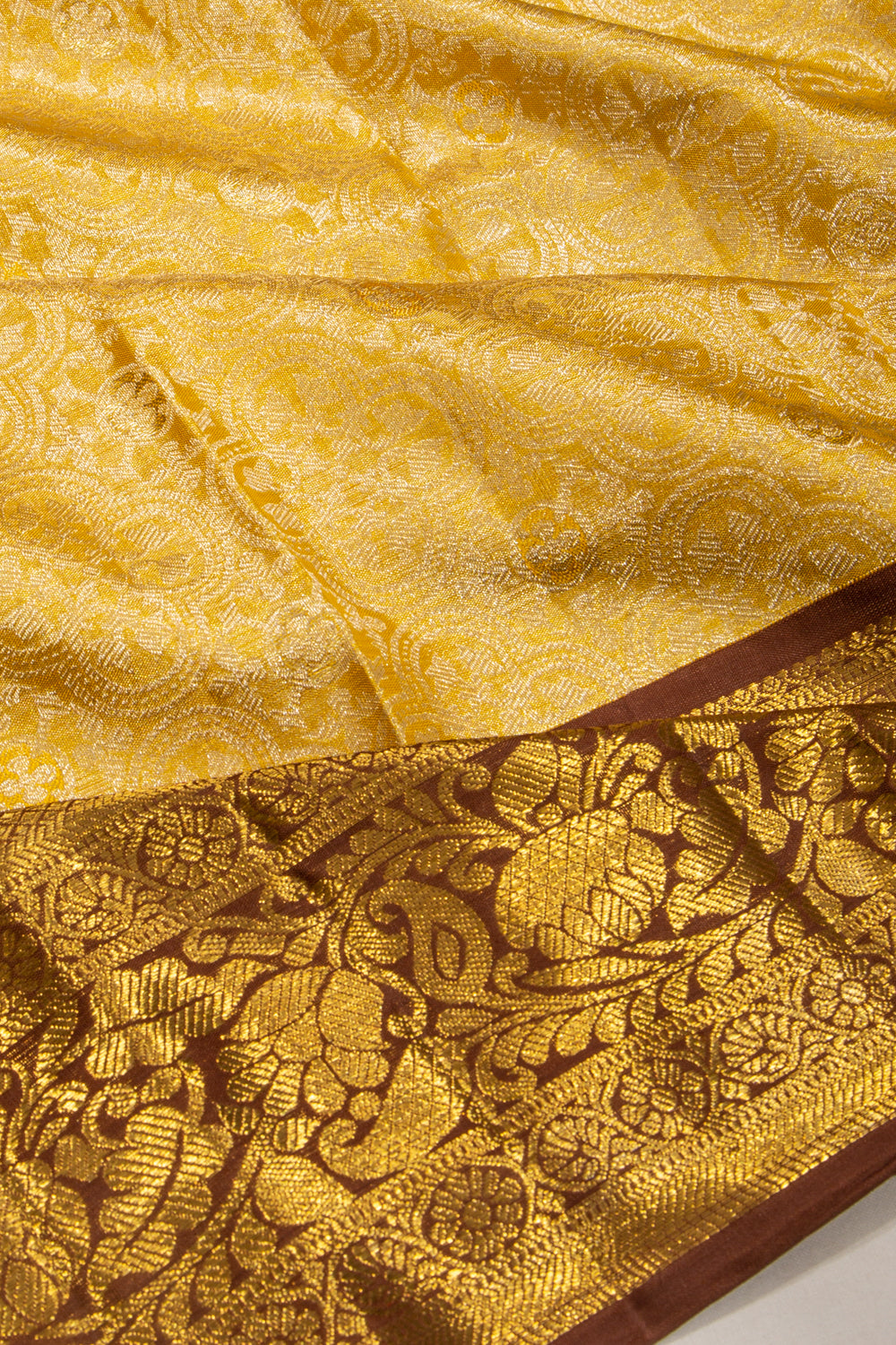 Kanchipuram Silk Tissue Brocade Gold Saree