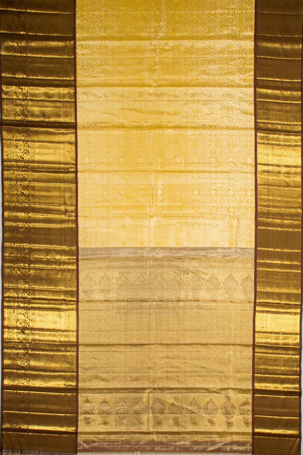 Kanchipuram Silk Tissue Brocade Gold Saree