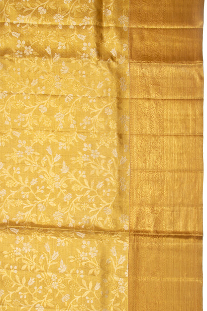 Kanchipuram Silk Tissue Jaal Gold Saree
