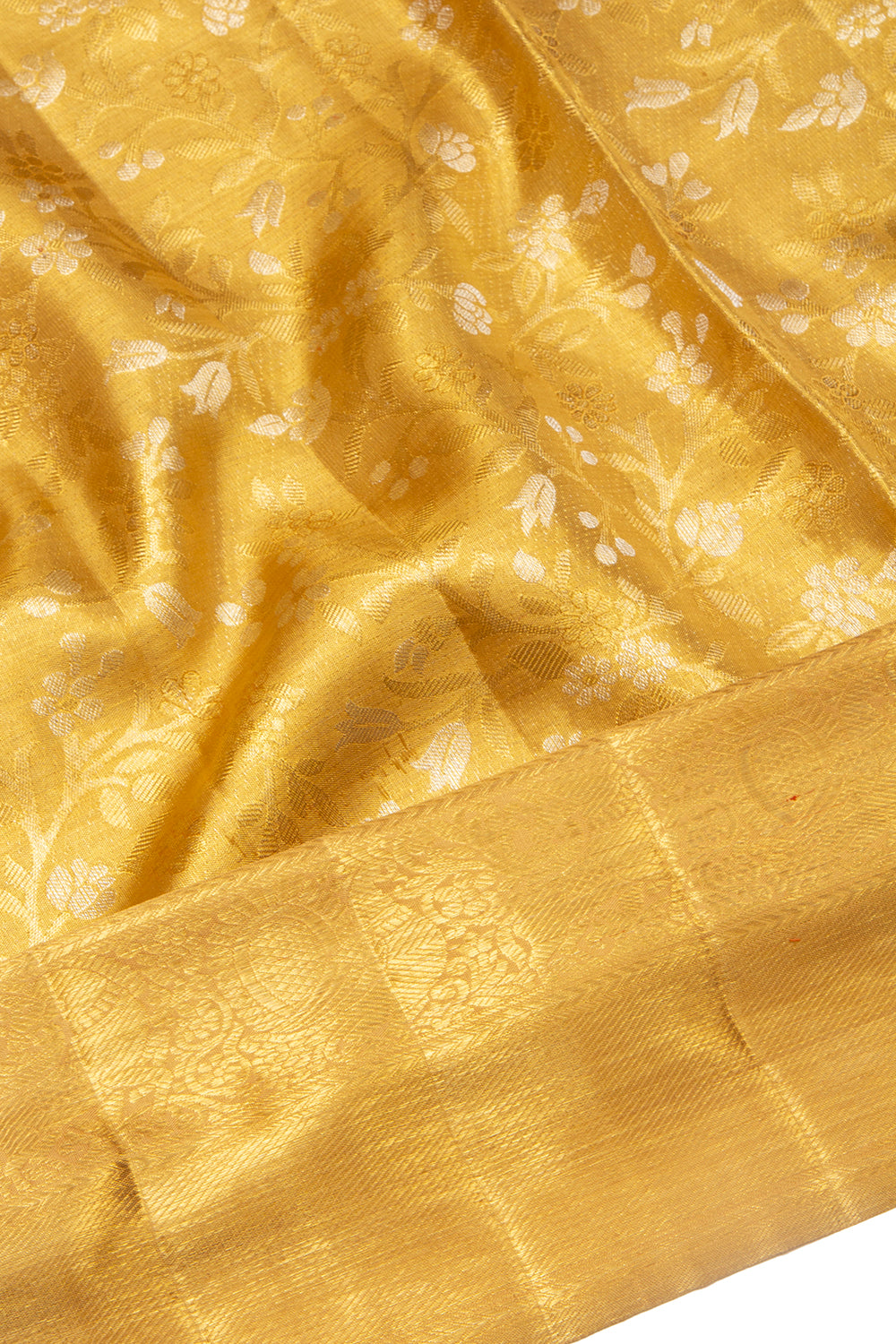 Kanchipuram Silk Tissue Jaal Gold Saree