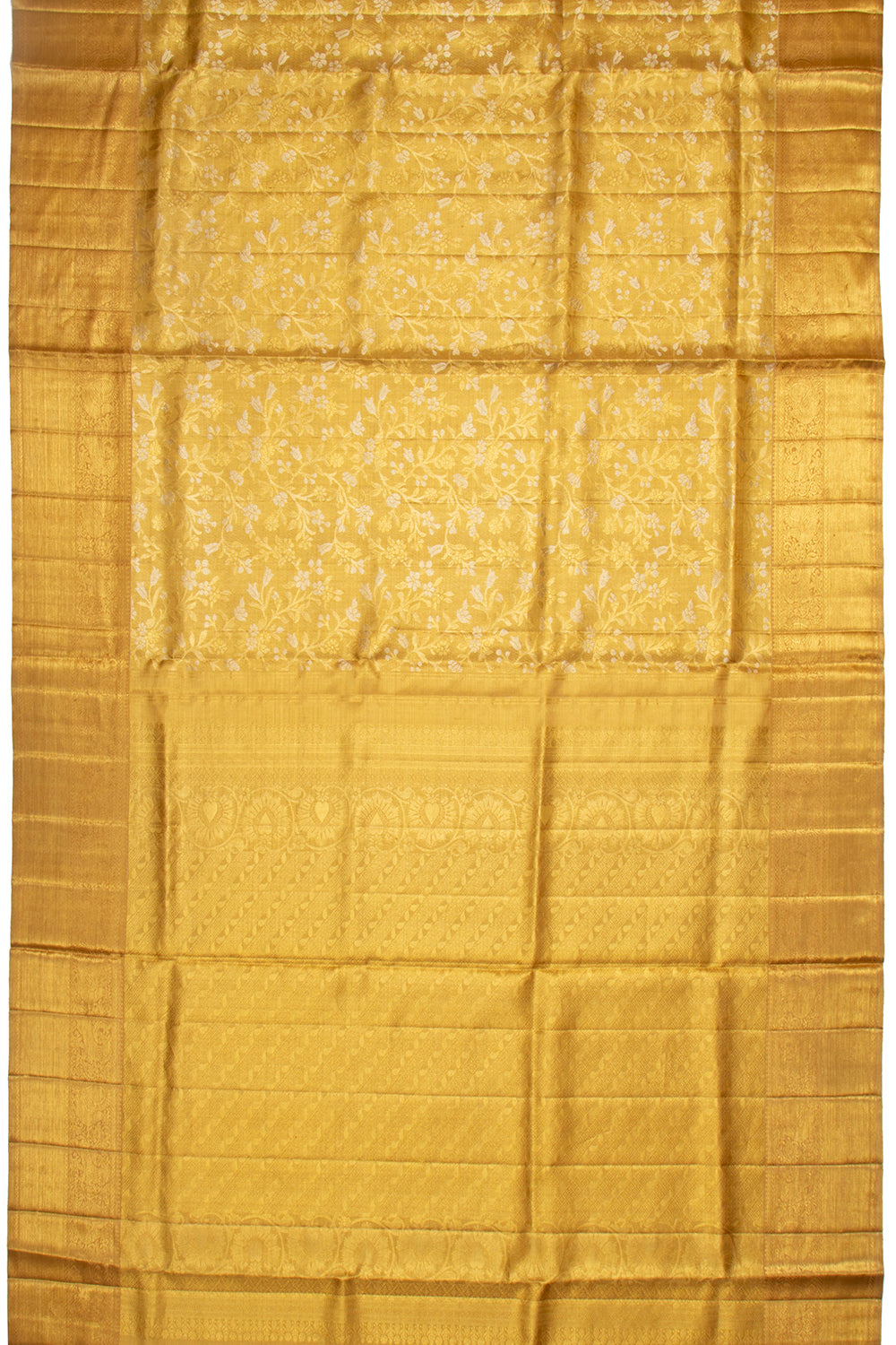 Kanchipuram Silk Tissue Jaal Gold Saree