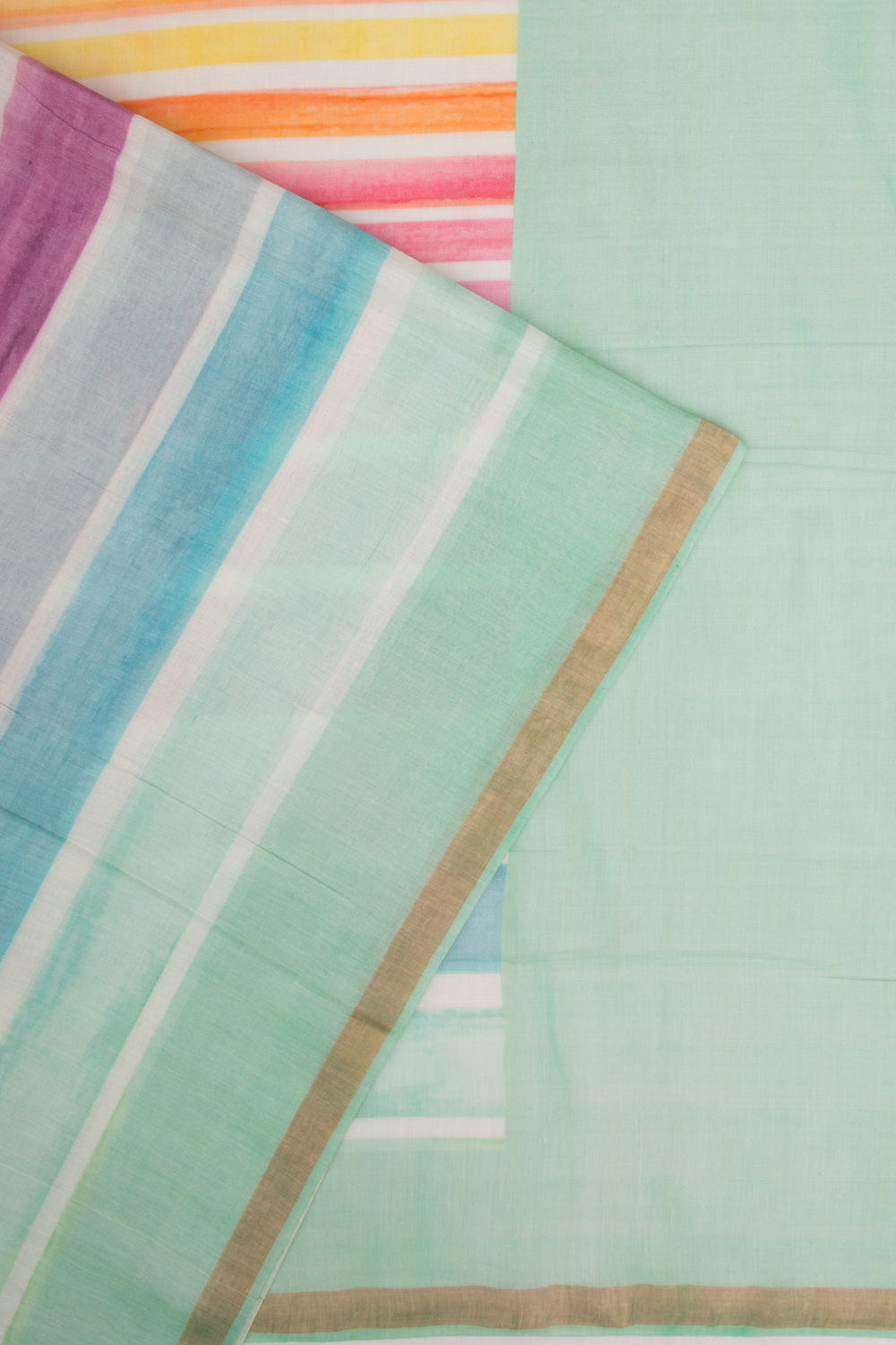 Mul Cotton Lines Multicolour Saree
