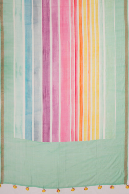 Mul Cotton Lines Multicolour Saree