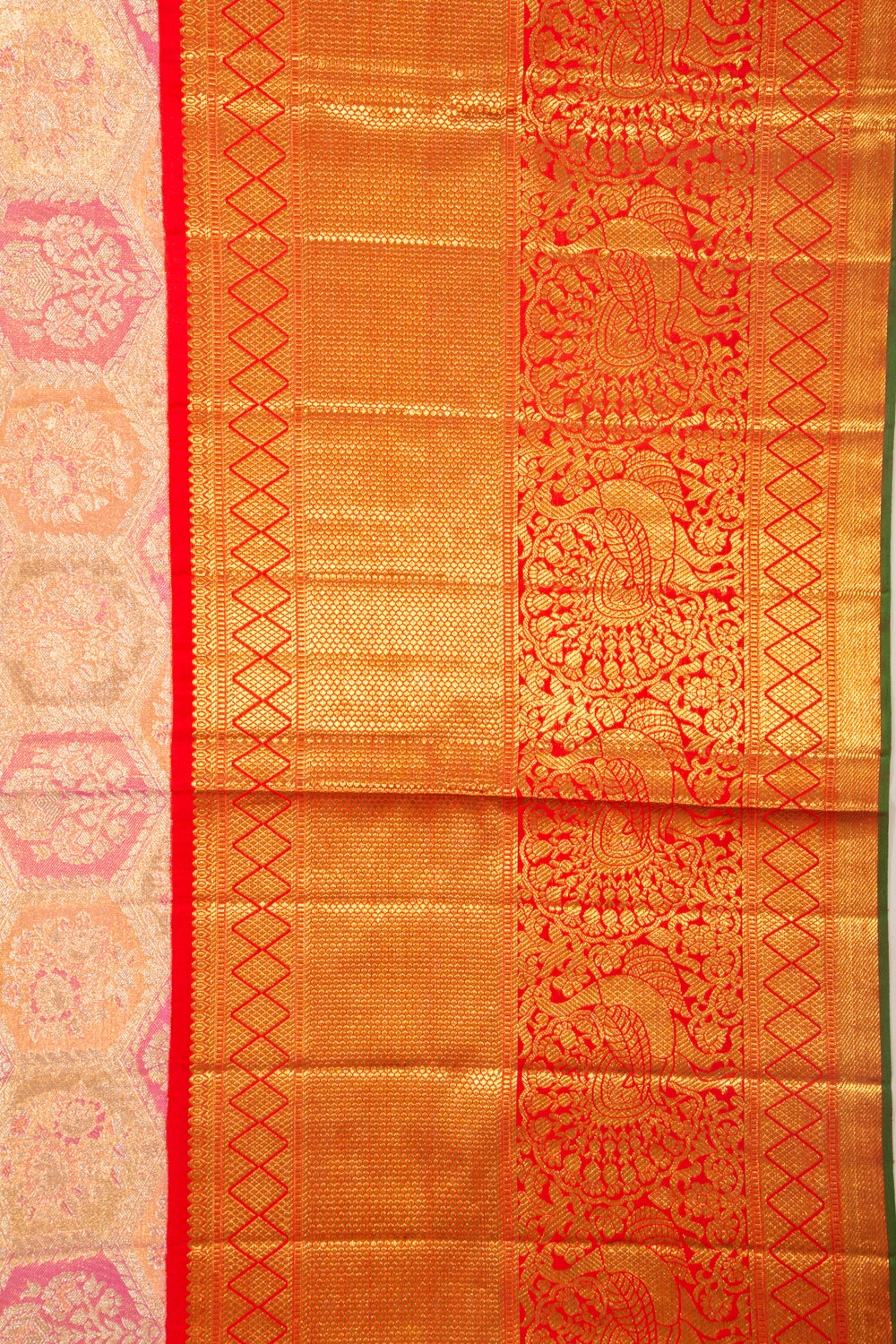 Kanchipuram Silk Tissue Brocade Pink Saree