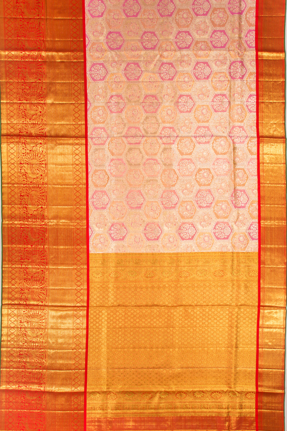 Kanchipuram Silk Tissue Brocade Pink Saere